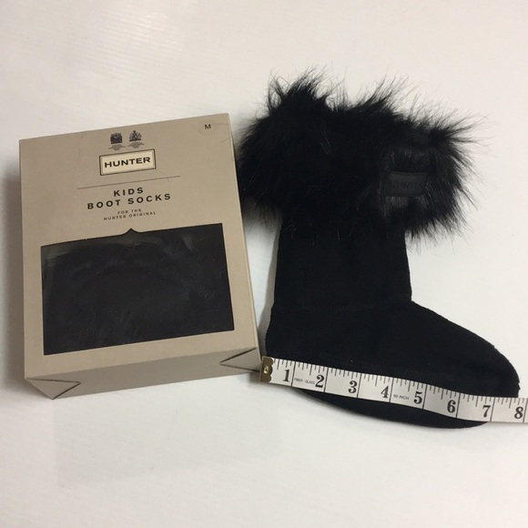 New Hunter Original Kids BS Faux Fur Cuff Sock - Black. Sz M - Picture 5 of 6